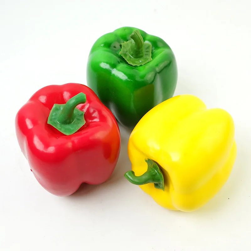 

Искусственный колокольчик-перец, поддельный вегетарианский цветной колокольчик-перец для украшения, декоративные овощи, Красный Зеленый Ж...