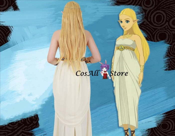 

{CosAll}Princess Zel da White dress Cosplay Costume dress female