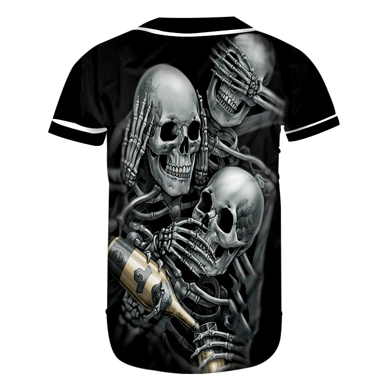 Мужские бейсбольные футболки UJWI с 3D пуговицами в виде черепа цвет шампанского