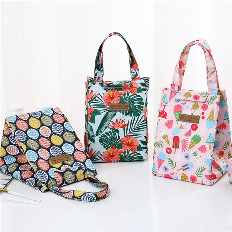 

Lunch Bag Fashion Print Floral Multicolor Cooler Bags Women Waterpr Hand Pack Thermal Breakfast Box Portable Picnic Travel