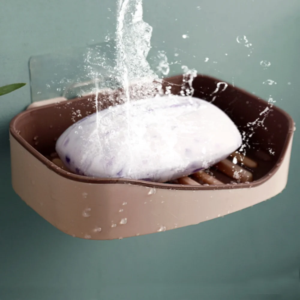 

Self Adhesive Soap Rack No Drilling Wall Mounted Double Layer Soap Holder Sponge Dish Holder Storage Tray Bathroom Accessories