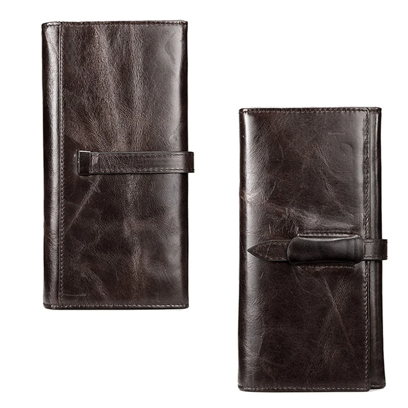 

Men's Vintage Genuine Leather Wallet Long Bifold Money Card Holder Clutch Purse