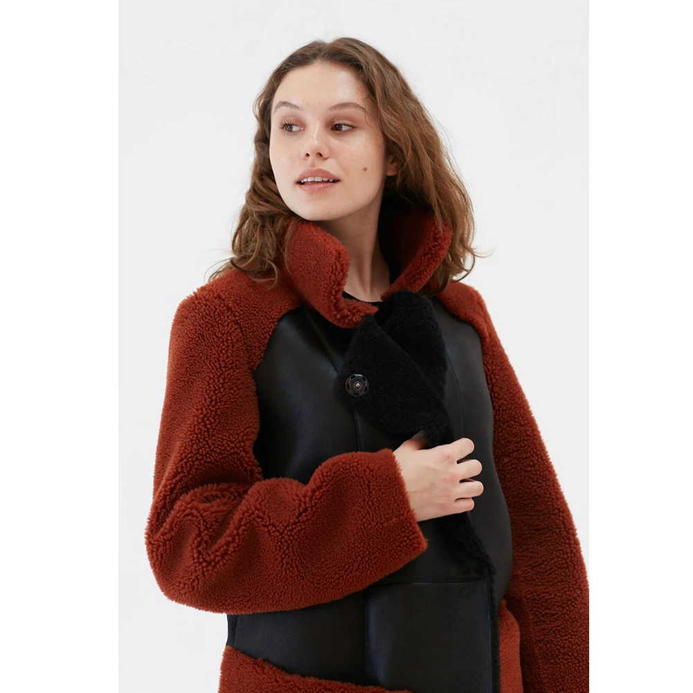 2019 New Womens Casual Shearling Coat Turkey Wool Coat Long Fur Jacket Womens Trench Coat Sheepskin Coat