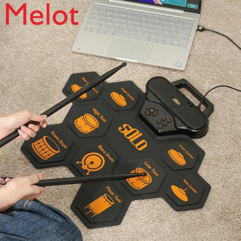

Portable Drum Kit Electronic Drum Hand Roll Drum Strike Adult Beginner Girl Birthday Gift Graduation Family Avant-garde Art