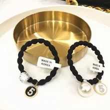 Accesorios para el cabello estilo de moda femenina, banda para el cabello con perlas y diamantes de imitación, N ° 5 cuerda elástica para el cabello, cuerda para el cabello exquisita y elástica (2)