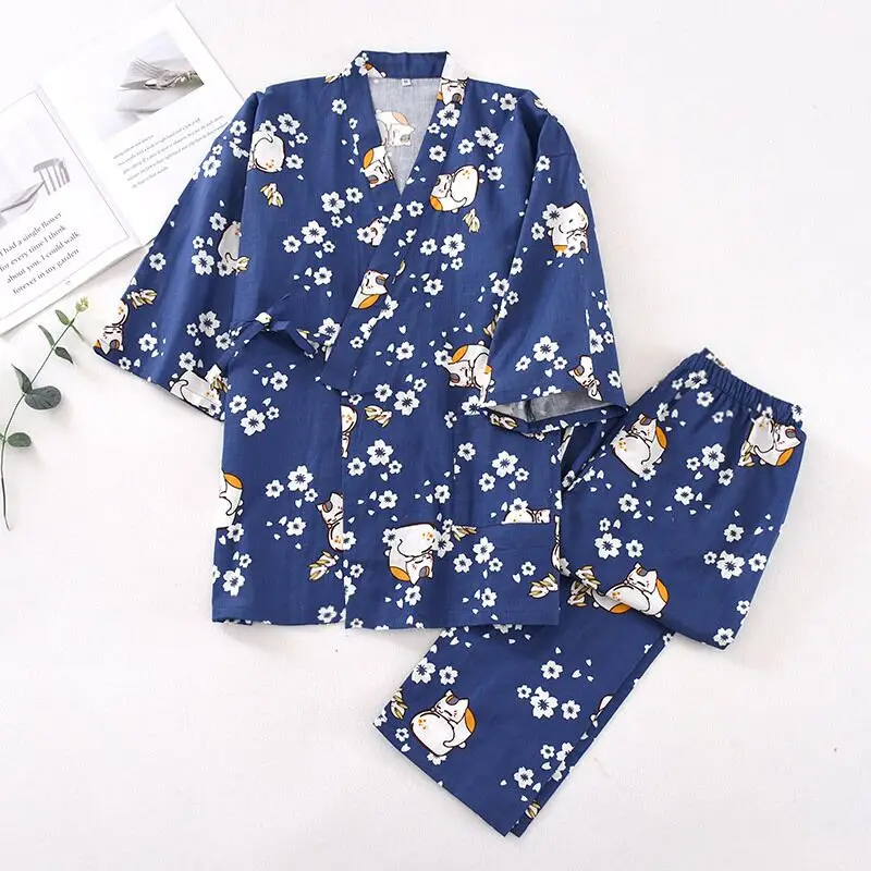 2020 г. женские пижамные комплекты милая кимоно из хлопчатобумажной марли для