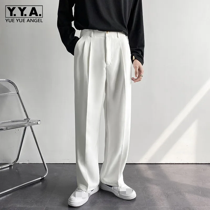 

2022 Autumn New Casual Mens Wide Leg Suits Pants Male Loose Classic Concise Straight Solid Fashion Pants High Street Korean