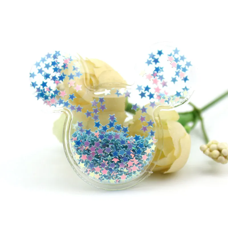 10 шт. ПВХ Звезда Корона Микки Прозрачный Bling bling Сердце течет аппликации для детей BB клип и DIY головные уборы аксессуары
