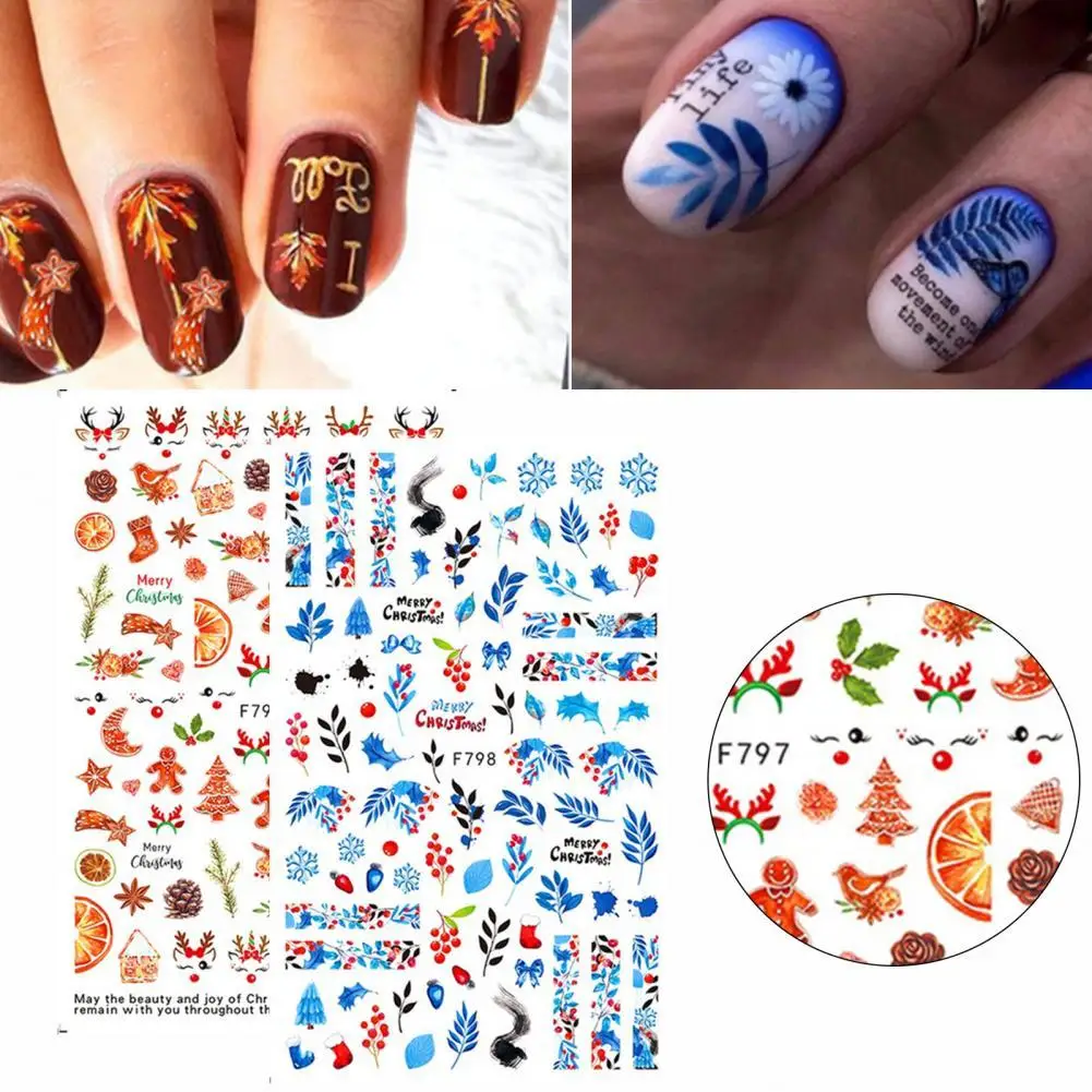 

5Pcs/Set Decorative Lightweight Gloss 3D Nail Stickers Snowflakes Red Christmas Decals for Women Nail Decals Nail Sticker