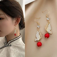 new trendy ear hooks korea red temperament high sense atmosphere butterfly shiny earrings earrings female jewelry gifts
