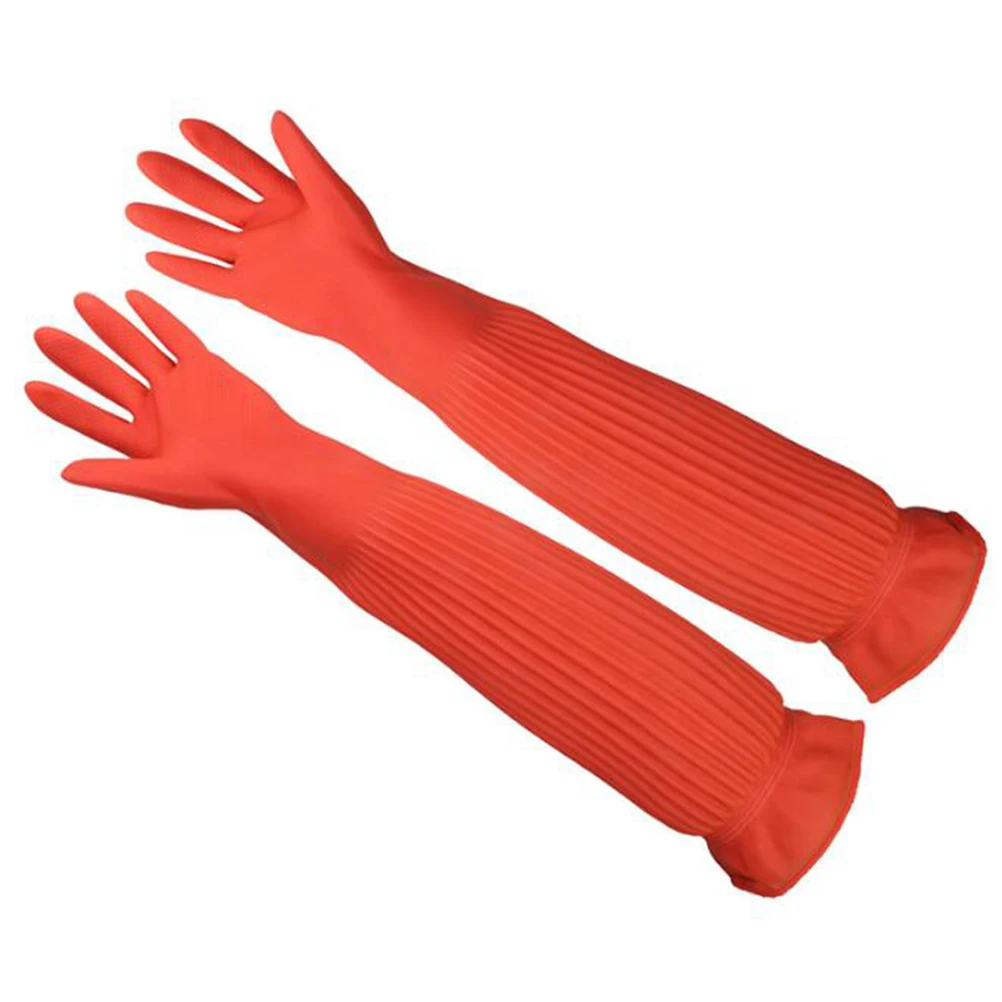 

56cm Latex Long Gloves Aquarium Fish Tank Industrial Thick Protective Gauntlets Waterproof Rubber Latex Dishwashing Gloves