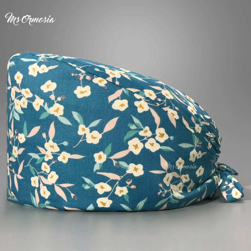

High quality cotton Floral printing surgical caps beauty salon scrubs hat high quality lab work caps nurse accessories wholesale