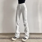 Стильные белые расклешенные джинсы для девочек, модные винтажные черные женские джинсовые брюки, уличная одежда 2021