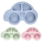 Разделенная тарелка из пшеничной соломы, детская посуда в форме машины, секционная детская посуда, детская посуда, миска для кормления, поднос для еды