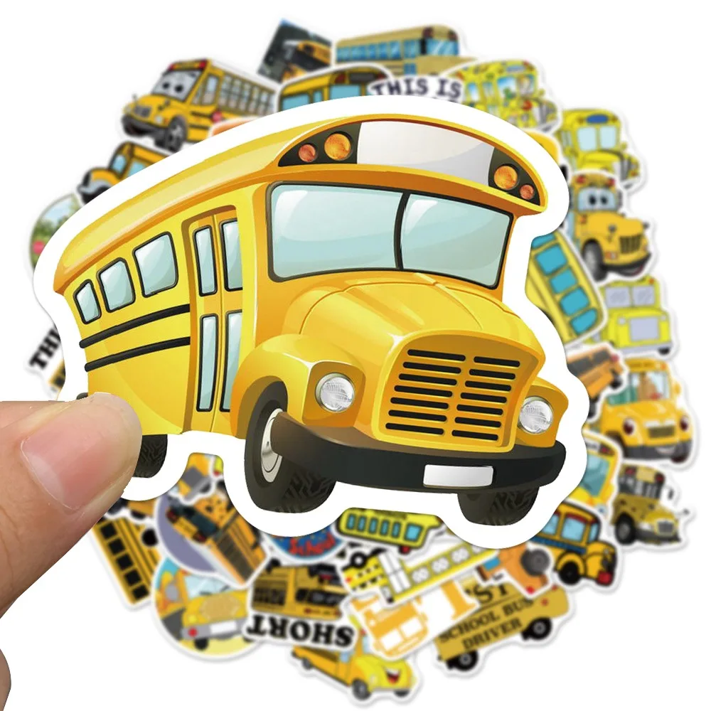

50/100PCS Cartoon School Bus Stickers Pack To Children DIY Kawaii Laptop Notebook Guitar Stationery for Kids Cute Toy Sticker