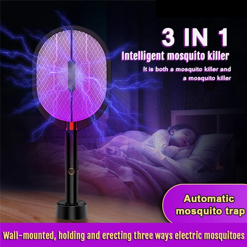 

Outdoor Mosquito Killer Lamp 3 IN 1 LED Electric Bug Zapper Insect Killer USB Rechargeable Anti Mosquito Flies Fly Swatter Trap