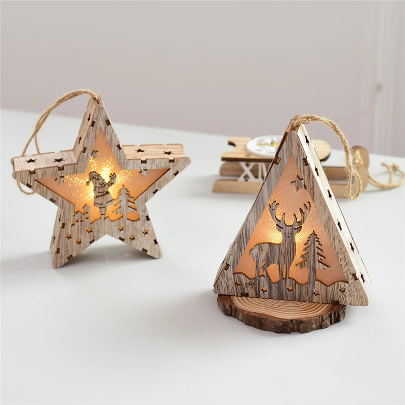 Светодиодный гирлянды светильник деревянный дом Симпатичные Рождественская