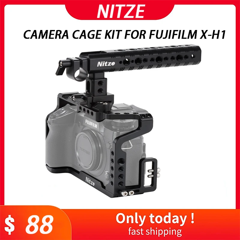 

Nitze NEW product CAMERA Cage Kit for Fujifilm X-H1 with PE06 HDMI Cable Clamp and PA14 NATO Handle free shipping