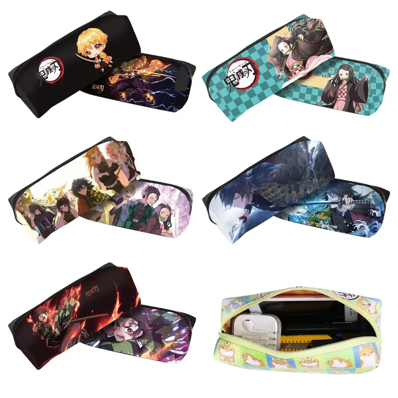

Anime Demon Slayer Kimetsu No Yaiba Pencil Bag Zipper Canvas Students Pencil Bag Wallet Stationery School Supplies Gift
