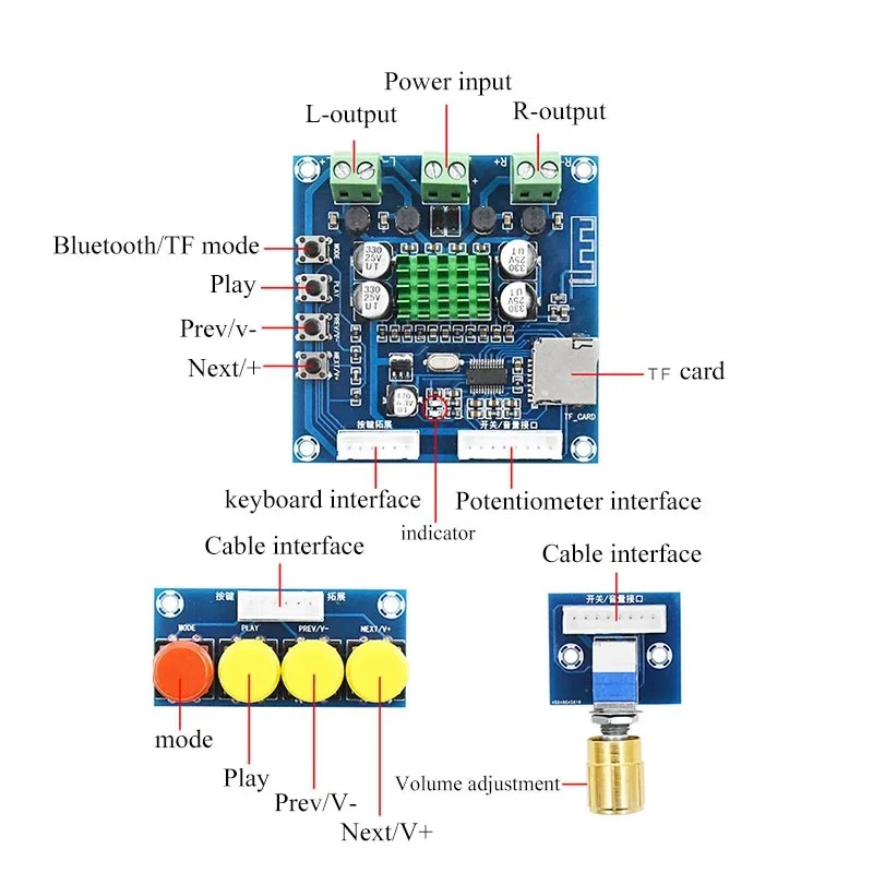 15 Вт * 2 двухканальный TF карта цифровой Bluetooth усилитель + с регулировкой