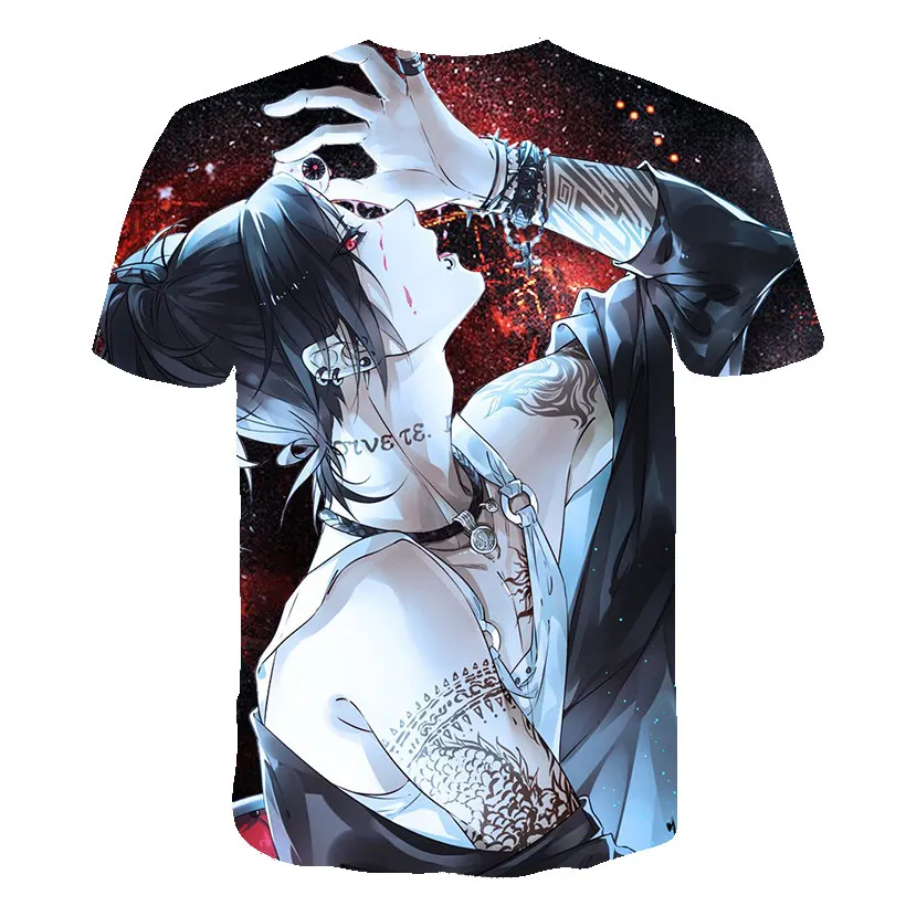 

2020 Summer New Men T-shirt Tokyo Ghoul t shirt Blood Anime Short Sleeved Terror Tshirt Funny 3d Printing Casual Men's Tops