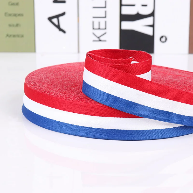 Width 10-40mm 10M Symbol Of France Striped Clothing Decorative Striped Belt Red White And Blue Backpack Ribbon Sewing Accessorie