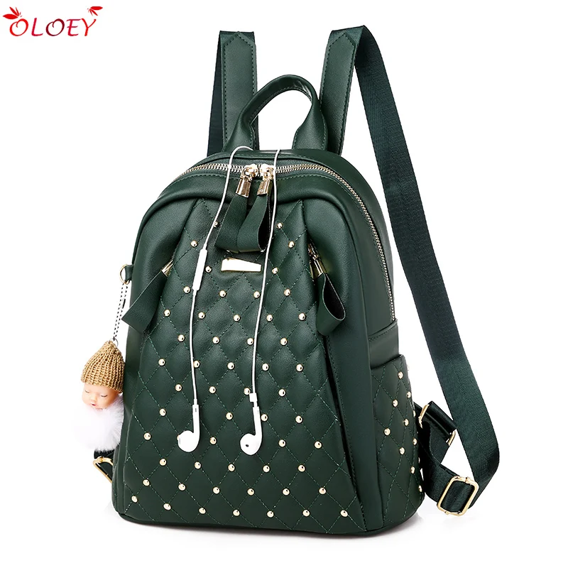 

Women's backpack 2020 new fashion rivet multifunctional bag soft PU leather youth girl student schoolbag Mochilas Feminina Mujer