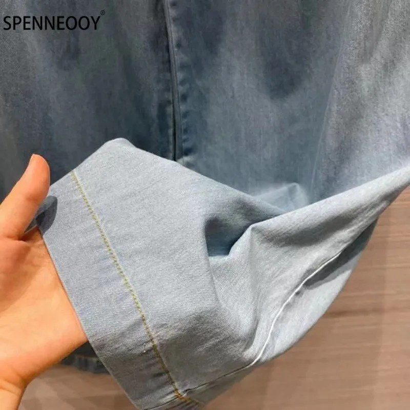 SPENNYMOOR Designer Brand Summer Thin Light Wide Leg Denim Pants Women Fashion Tencel Denim Pants