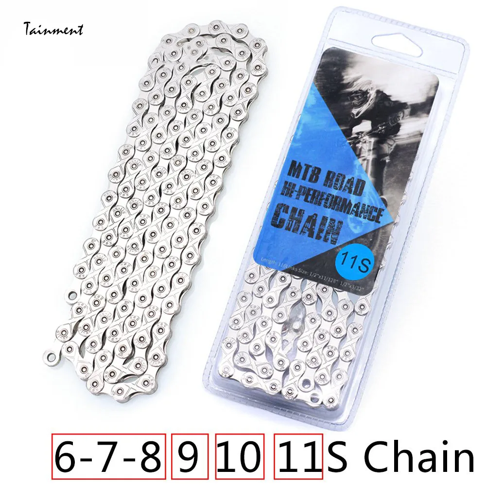 

Single/6-11 High Speed Bicycle Chain 1 / 2 x 3 / 32 Inch 116 Link Chain Bicycle Full Plating Chain for Mountain Bike, Road Bike