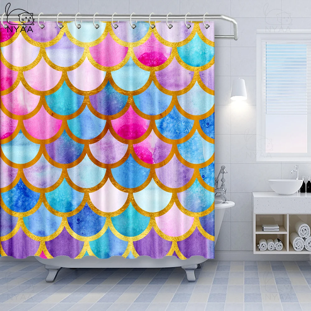 Занавеска для душа Vixm в форме листьев с геометрическим рисунком | Дом и сад