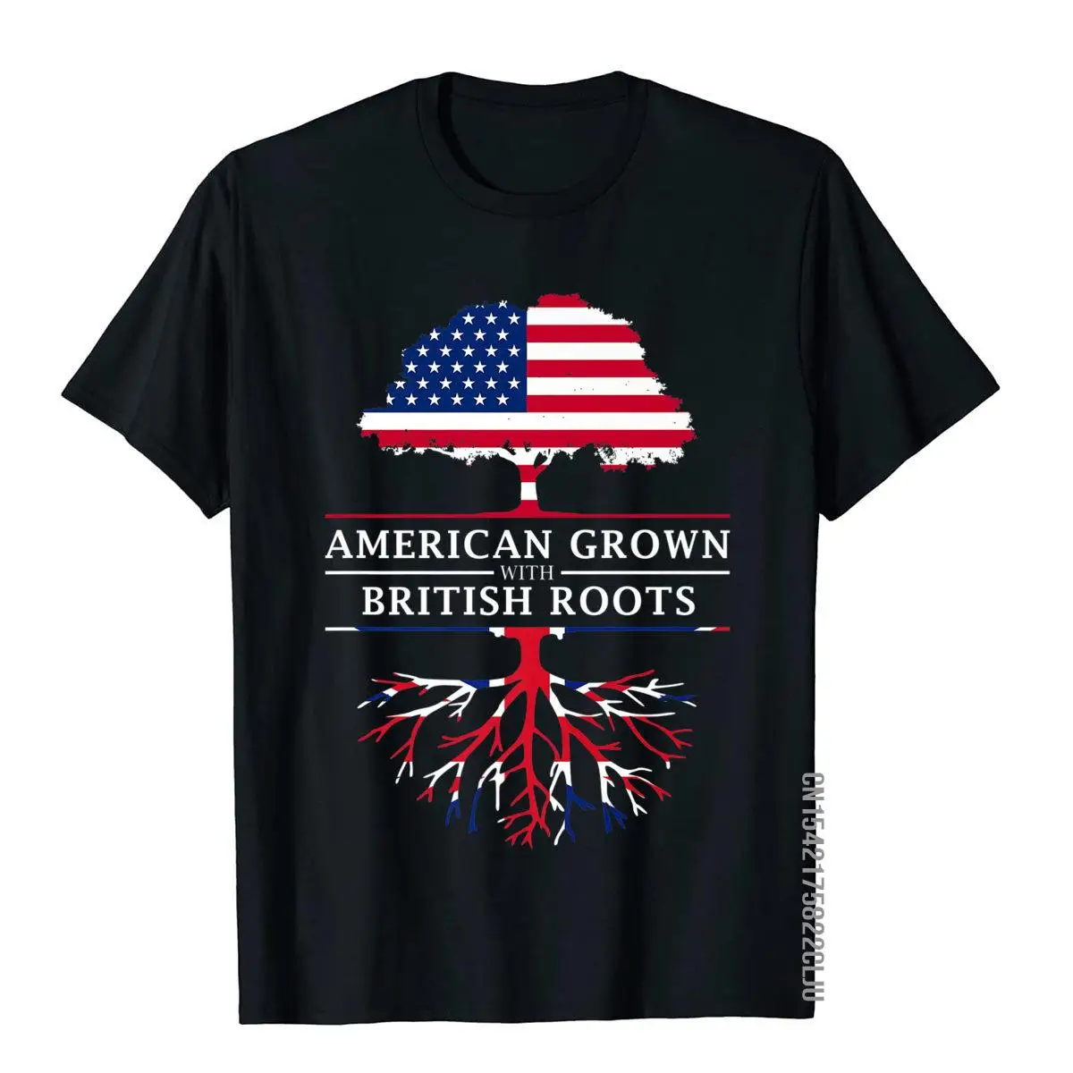 

American Grown British Roots Britain Union Jack T-Shirt Fashionable Men Tees Classic T Shirt Cotton Comics