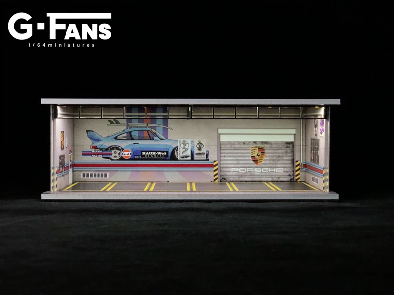 G-FANS 1:64 Assembled Model LED Diorama Garage General/HONDA/ADVAN images - 6