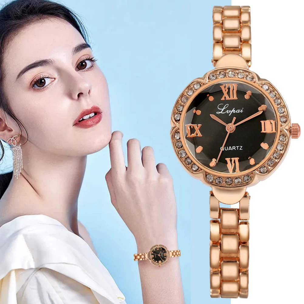 

Luxury Women Watch Set Women's Qiartz Wristwatch Minimalist Dial Stainless Steel Adjustable Bracelets Gifts for Girlfriend Women