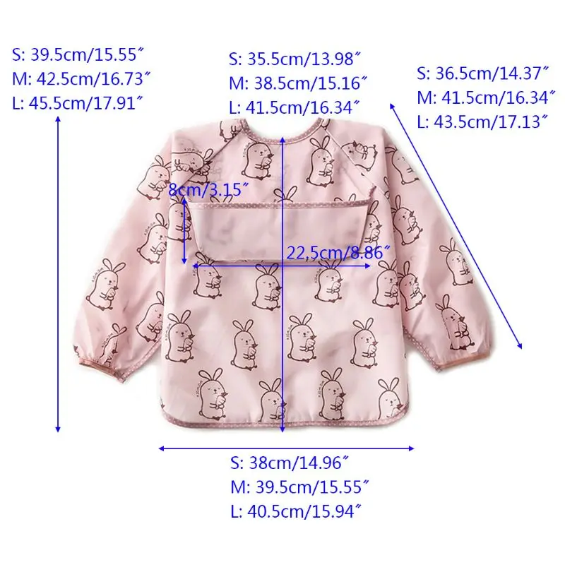 

Waterproof Baby Kid Apron Toddler Long Sleeve Feeding Bib Cartoon Burp Cloth Accessories