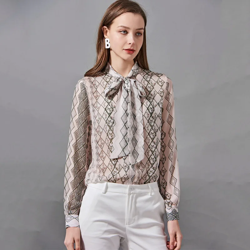Women's Blouses and Tops Silk pytho Floral Printed Office Formal Casual Shirts Plus Large Size Spring Summer Sexy Haut Femme