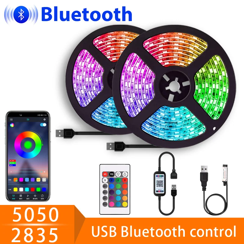 

USB Bluetooth Светодиодная лента, гибсветильник ПА RGB 5050, настольное украшение для экрана телевизора, светильник для дома, Рождественское украшен...