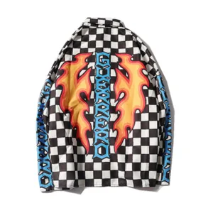 Женская однобортная рубашка в стиле ретро, в черно-белую клетку, в стиле Харадзюку