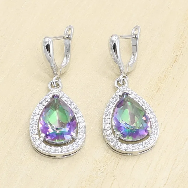 Разноцветные радужные камни в форме капли воды серебряный цвет Дубай