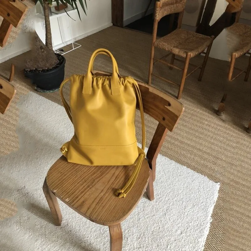 

Korean Niche Design Women Backpack 2020 New Solid Color Leather Large Capacity Handbag Travel Package C576