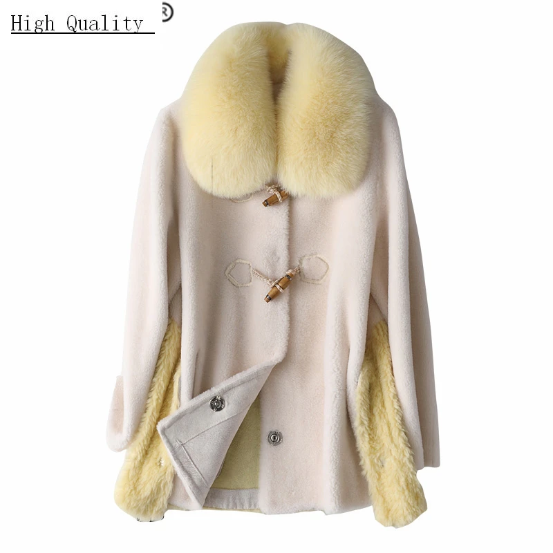 Зимнее женское пальто из натурального меха куртка с воротником лисьего женская