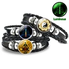 7 Чакра браслет светящийся Йога Медитация Символ плетеный кожаный браслет Мужчины Женщины индийские ювелирные изделия Модные аксессуары