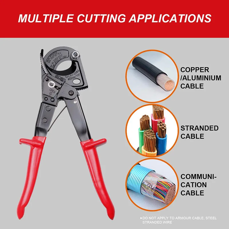 Factory Direct Sales Of Derui Tools HS-325A Labor-Saving Type Ratchet Cable Cutter Insulated Copper And Aluminum Bolt Cutters