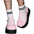 Туфли женские на платформе с бантом, милые удобные туфли для косплея в готическом стиле, Лолита, Милые Удобные туфли мэри джейн для прогулок, большой размер, розовые черные