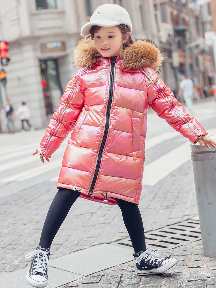 Пуховик на утином пуху HSSCZL для девочек новинка 2019 Брендовое зимнее утепленное