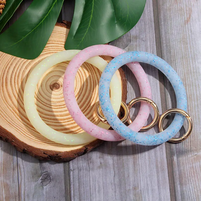 JUST FEEL новый силиконовый Блестящий блесток брелок браслет круглая застежка