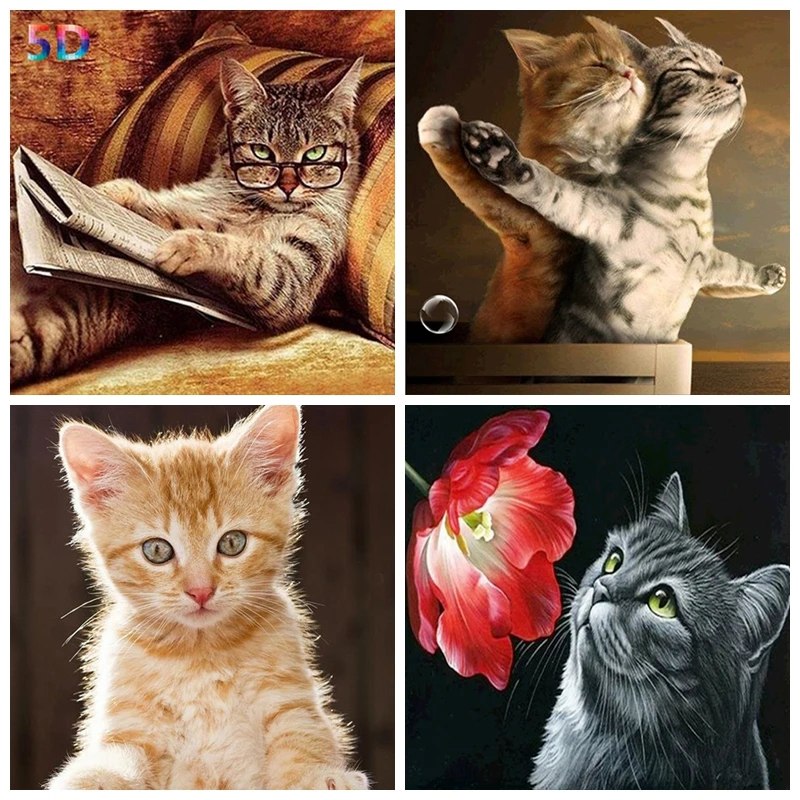 5D алмазная живопись с кошкой вышивка крестиком Алмазная мозаика изображением
