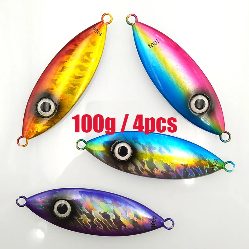 Lunker медленный джиг 80 г 100 г 120 г Универсальный shore sea ocean светящийся Темный рыболовный металлический джиг тунец приманки лодка - Цвет: Special 100g x 4pcs