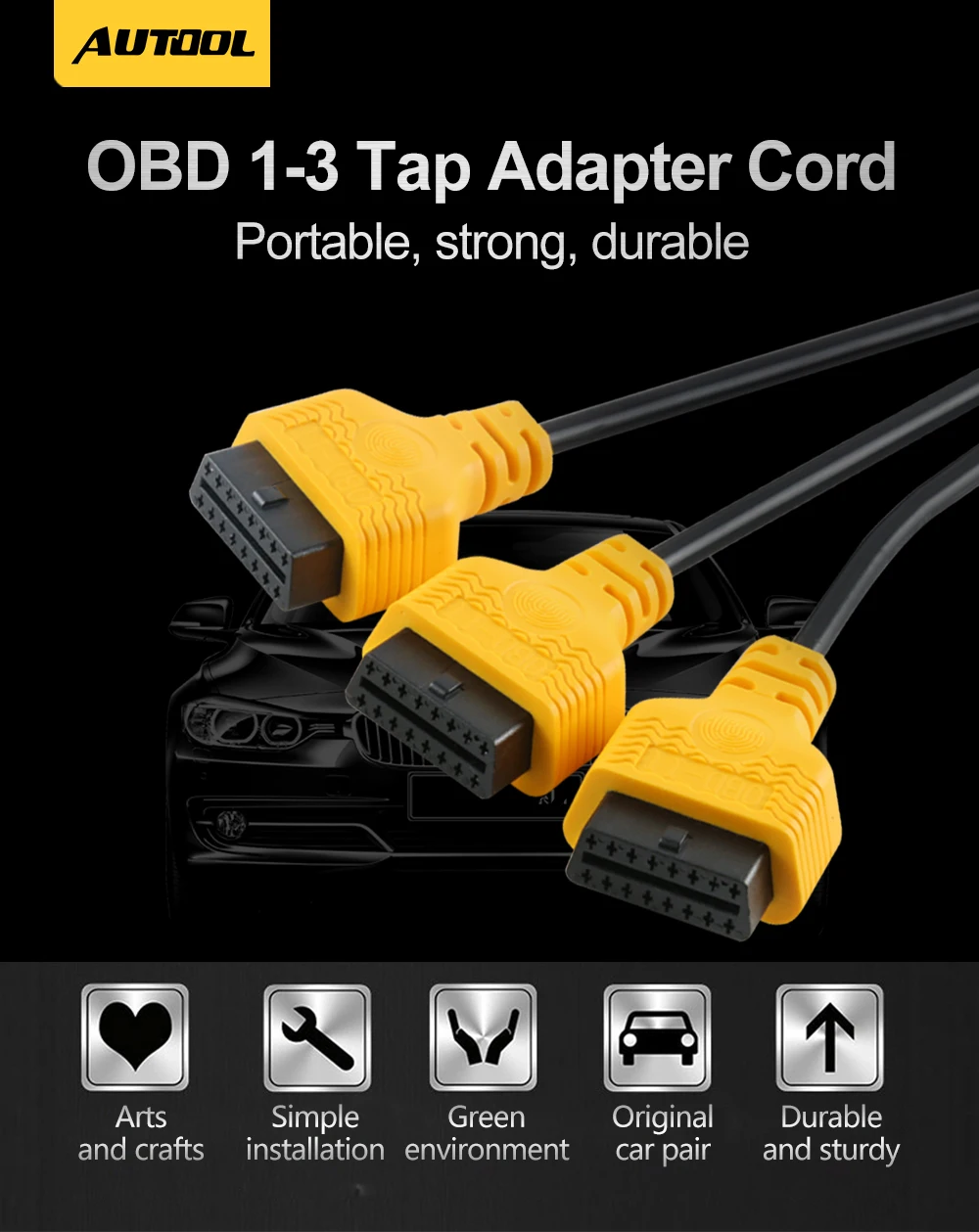 AUTOOL OBD2 разделительный Тестовый Кабель OBD 2 удлинительные Y кабели 1 до 3 конвертер адаптер провода 50 см J1962M до 3-J1962F OBD2 удлинитель сплит-шнур