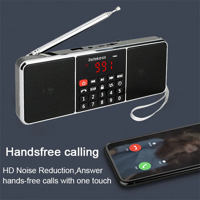 RETEKESS TR602 Bluetooth радио приемник портативный радио FM AM с MP3-плеером беспроводной динамик AUX Поддержка TF карты таймер сна