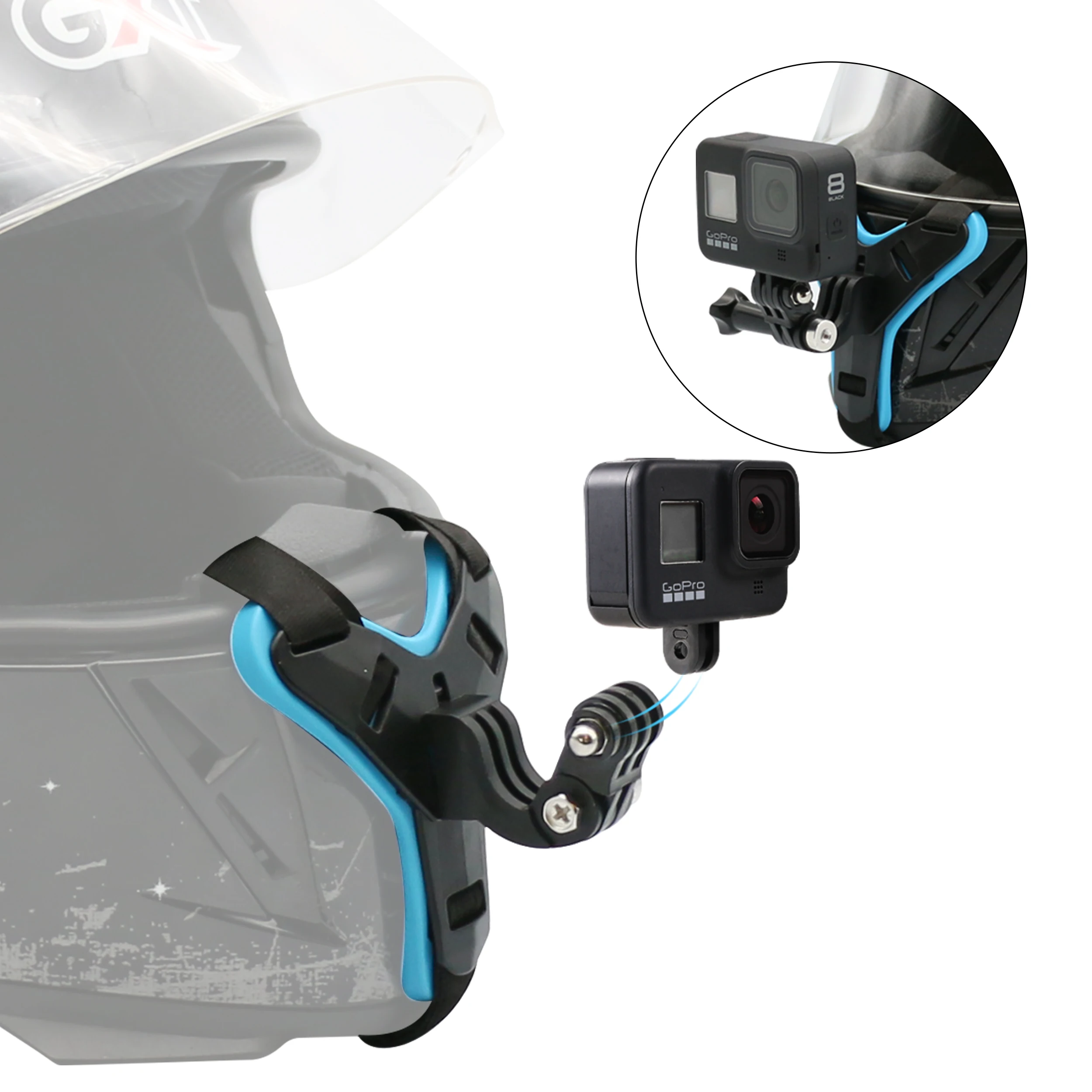 

SUREWO Motorcycle Helmet Chin Strap Mount for GoPro Hero 9/8/7/(2018)/6/5 Black,Session 4,Hero 3,DJI Osmo Action,Insta360 ONE R